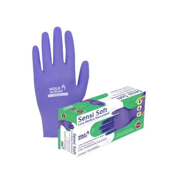 LUVA DE PROTEÇÃO NITRILICA SENSIVOLK SOFT VIOLETA CA 46249