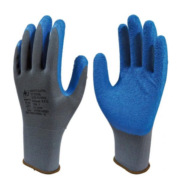LUVA LATEX CORRUGADO AZUL SS1005 CA 32035   SUPER SAFETY