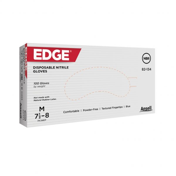 LUVA NITRILICA AZUL SEM PÓ EDGE 82-134 CA 42653 ANSELL