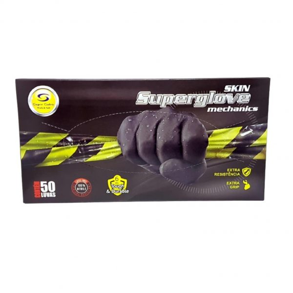 LUVA SUPER GLOVE PRETA CX C/50 CA 38645 SUPER SAFETY