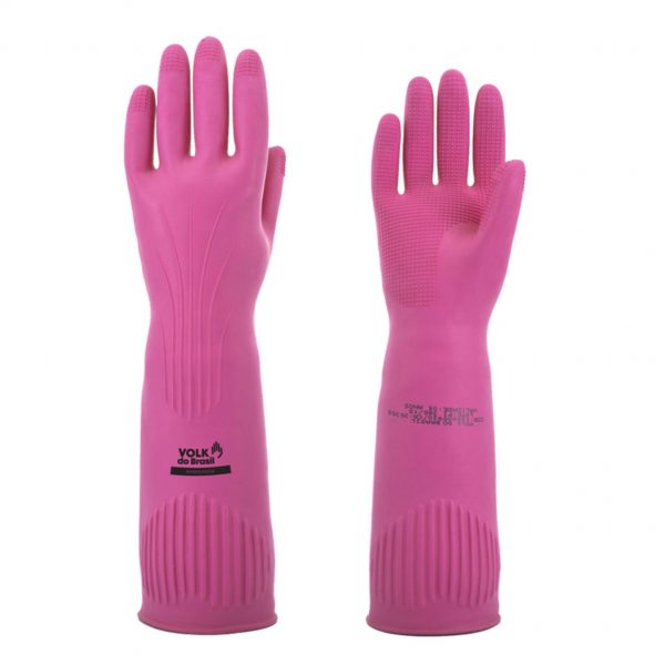LUVA DE PROTEÇÃO EM LATEX RANHURADA ROSA CA 36368 VOLK