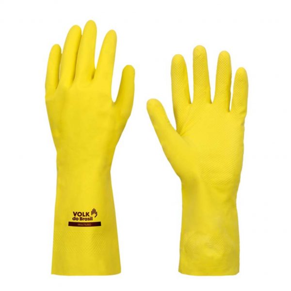LUVA DE POTEÇÃO EM LATEX MULTIUSO SLIM AMARELA CA 38310 VOLK