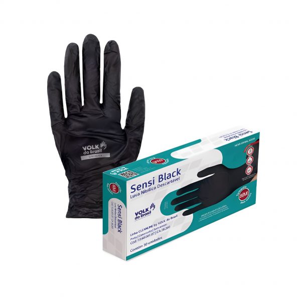 LUVA DE PROTEÇÃO NITRILICA SENSIVOLK BLACK CX/50 CA 38260 VOLK