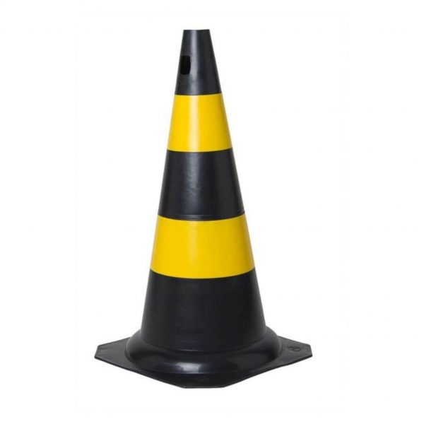 CONE EMBORRACHADO AMARELO E PRETO 75 CM