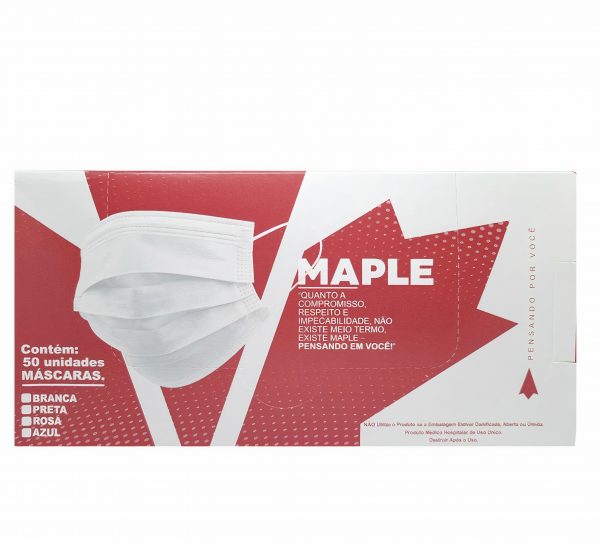 MASCARA TRIPLA TNT DESCARTAVEL BRANCA CX/50 MAPLE