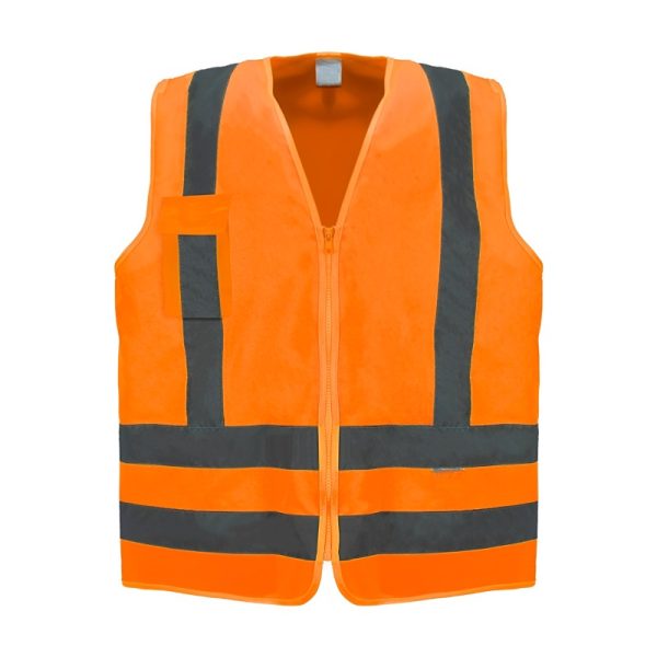 COLETE REFLETIVO COM 1 BOLSO LARANJA E VERDE