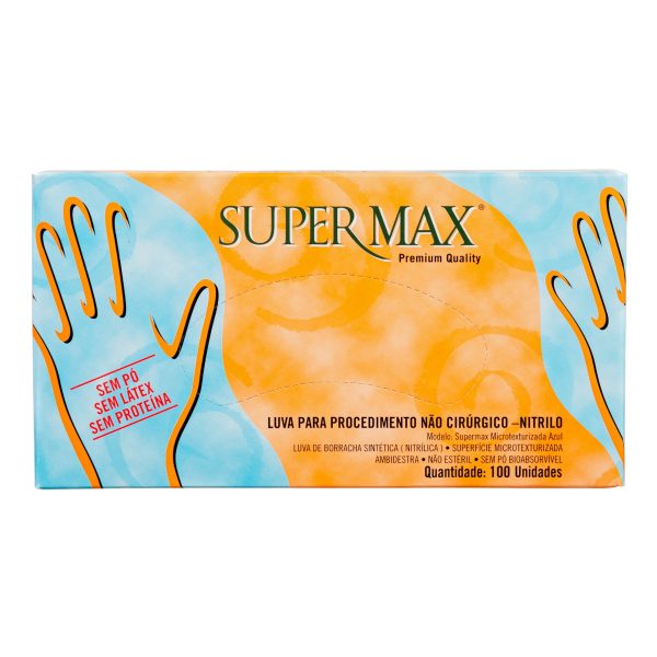 LUVA DE PROTEÇÃO NITRILICA SEM PÓ AMBIDESTRA CA 19520 SUPERMAX